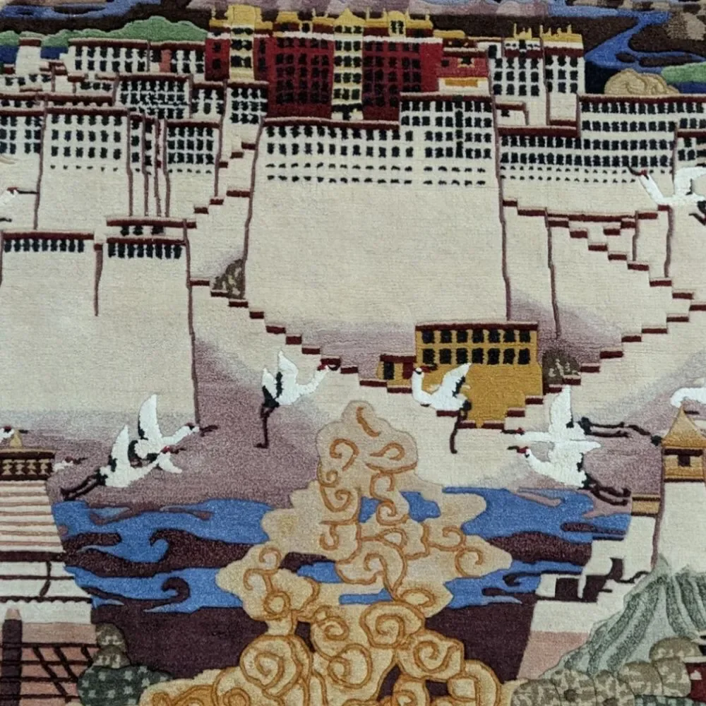 Tibetan Potala Palace Rug w/ Fringe Tapestry Wall Hanging Decor
